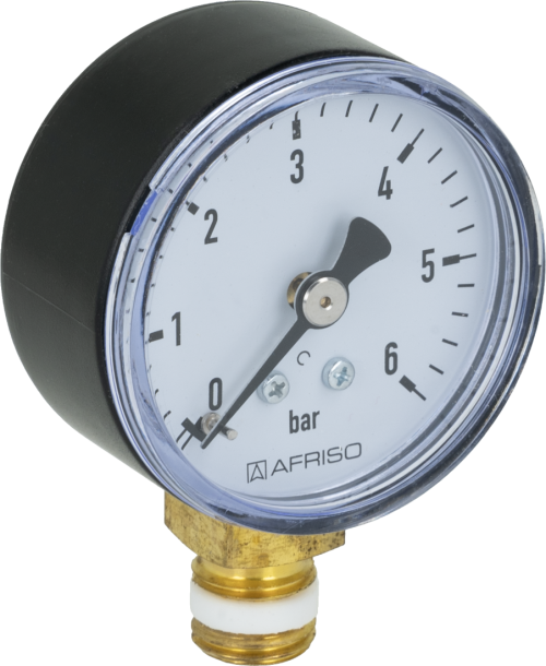 Манометр RF 50, fi50 мм, 0÷6 бар, НР1/4″, rad, кл. 2,5 Манометр RF 50, fi50 мм, 0÷6 бар, НР1/4″, rad, кл. 2,5