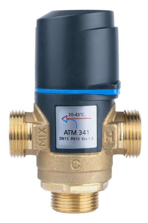 Термостатический смесительный клапан ATM 341, DN15, НРП3/4″, 20÷43°C, Kvs 1,6 м³/ч Термостатический смесительный клапан ATM 341, DN15, НРП3/4″, 20÷43°C, Kvs 1,6 м³/ч