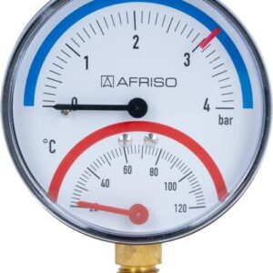 Термоманометр TM 80, fi80 мм, 0÷4 бар, 20÷120°C, НР1/4″, ax, кл. 2,5
