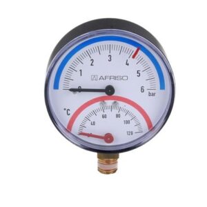 Термоманометр TM 80, fi80 мм, 0÷6 бар, 20÷120°C, НР1/4″, ax, кл. 2,5