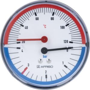 Термоманометр TM 80, fi80 мм, 0÷10 бар, 20÷120°C, НР1/4″, ax, кл. 2,5