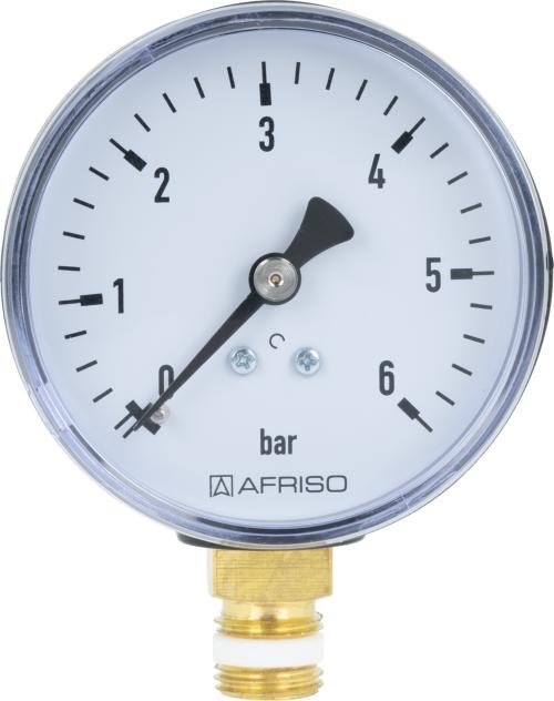 Манометр RF 63, fi63 мм, 0÷6 бар, НР1/4″, rad, кл. 2,5 Манометр RF 63, fi63 мм, 0÷6 бар, НР1/4″, rad, кл. 2,5