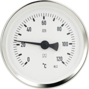 Термометр биметаллический BiTh 80, fi80 мм, 0÷120°C, L 40 мм, НР1/2″, ax, кл. 2