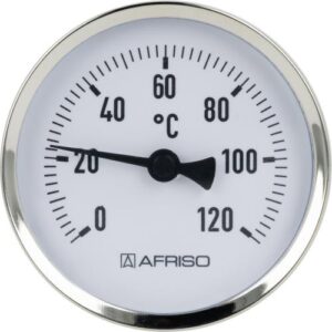 Термометр биметаллический BiTh 100, fi100 мм, 0÷120°C, L 63 мм, НР1/2″, ax, кл. 2