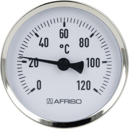 Термометр биметаллический BiTh 100, fi100 мм, 0÷120°C, L 63 мм, НР1/2″, ax, кл. 2 Термометр биметаллический BiTh 100, fi100 мм, 0÷120°C, L 63 мм, НР1/2″, ax, кл. 2
